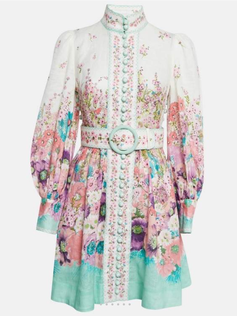 Zimmermann Cream And Pink Embellished Tie Front Sundress